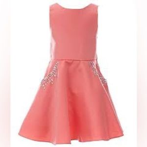Rare Editions Satin A-Line Embellished Pocket Dress